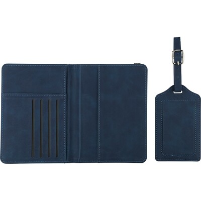 Etui do paszportu, zawieszka do bagażu z nadrukiem Twojego logo, materiał: pu, kolor: niebieski Etui do paszportu, zawieszka do bagażu z nadrukiem Twojego logo, materiał: pu, kolor: niebieski