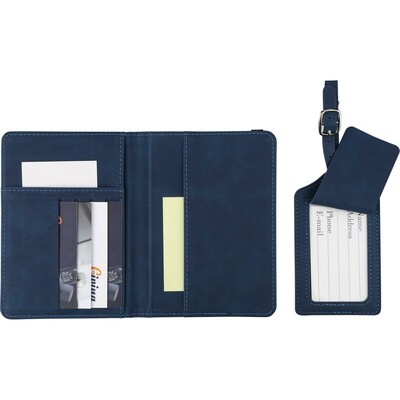 Etui do paszportu, zawieszka do bagażu z nadrukiem Twojego logo, materiał: pu, kolor: niebieski Etui do paszportu, zawieszka do bagażu z nadrukiem Twojego logo, materiał: pu, kolor: niebieski