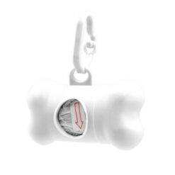 Zasobnik z woreczkami na psie odchody | Zoga z nadrukiem Twojego logo, materiał: pp, kolor: biały