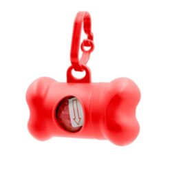 Zasobnik z woreczkami na psie odchody | Zoga z nadrukiem Twojego logo, materiał: pp, kolor: czerwony