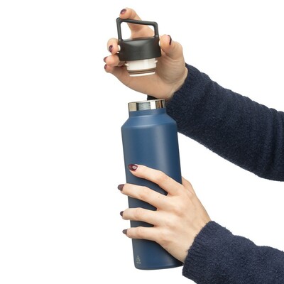 Butelka termiczna 600 ml z nadrukiem Twojego logo, materiał: metal, pp, silikon, kolor: niebieski Butelka termiczna 600 ml z nadrukiem Twojego logo, materiał: metal, pp, silikon, kolor: niebieski