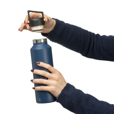 Butelka termiczna 600 ml z nadrukiem Twojego logo, materiał: metal, pp, silikon, kolor: niebieski Butelka termiczna 600 ml z nadrukiem Twojego logo, materiał: metal, pp, silikon, kolor: niebieski