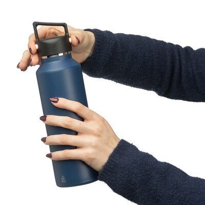 Butelka termiczna 600 ml z nadrukiem Twojego logo, materiał: metal, pp, silikon, kolor: niebieski Butelka termiczna 600 ml z nadrukiem Twojego logo, materiał: metal, pp, silikon, kolor: niebieski