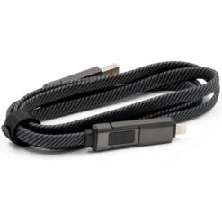 Kabel do ładowania BrandCharger Thor Eco z nadrukiem Twojego logo, materiał: metal, nylon, tpe, kolor: grafitowy