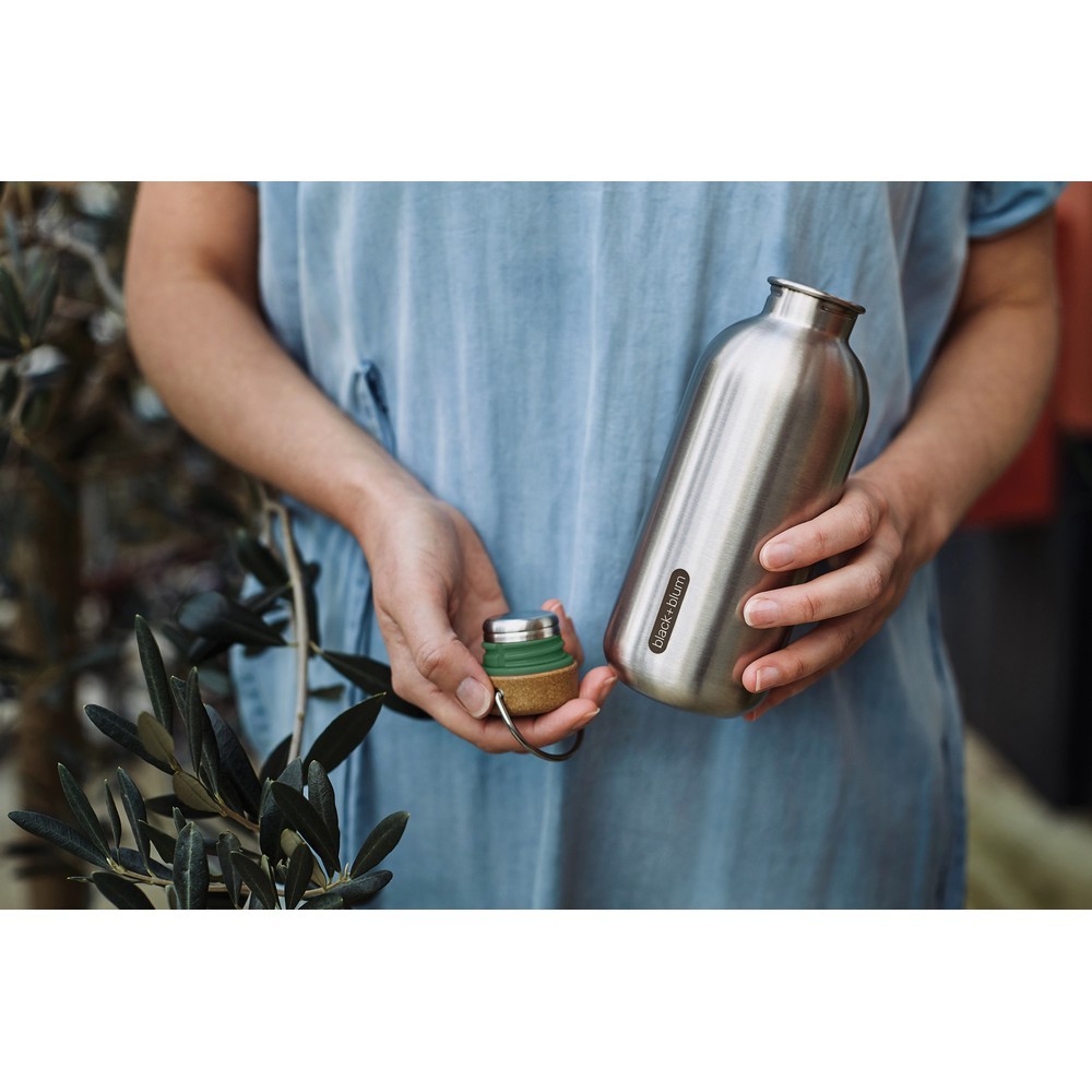 Butelka sportowa 600 ml Black+Blum z nadrukiem Twojego logo, materiał: pp, stal nierdzewna, stal, kolor: olive green Butelka sportowa 600 ml Black+Blum z nadrukiem Twojego logo, materiał: pp, stal nierdzewna, stal, kolor: olive green