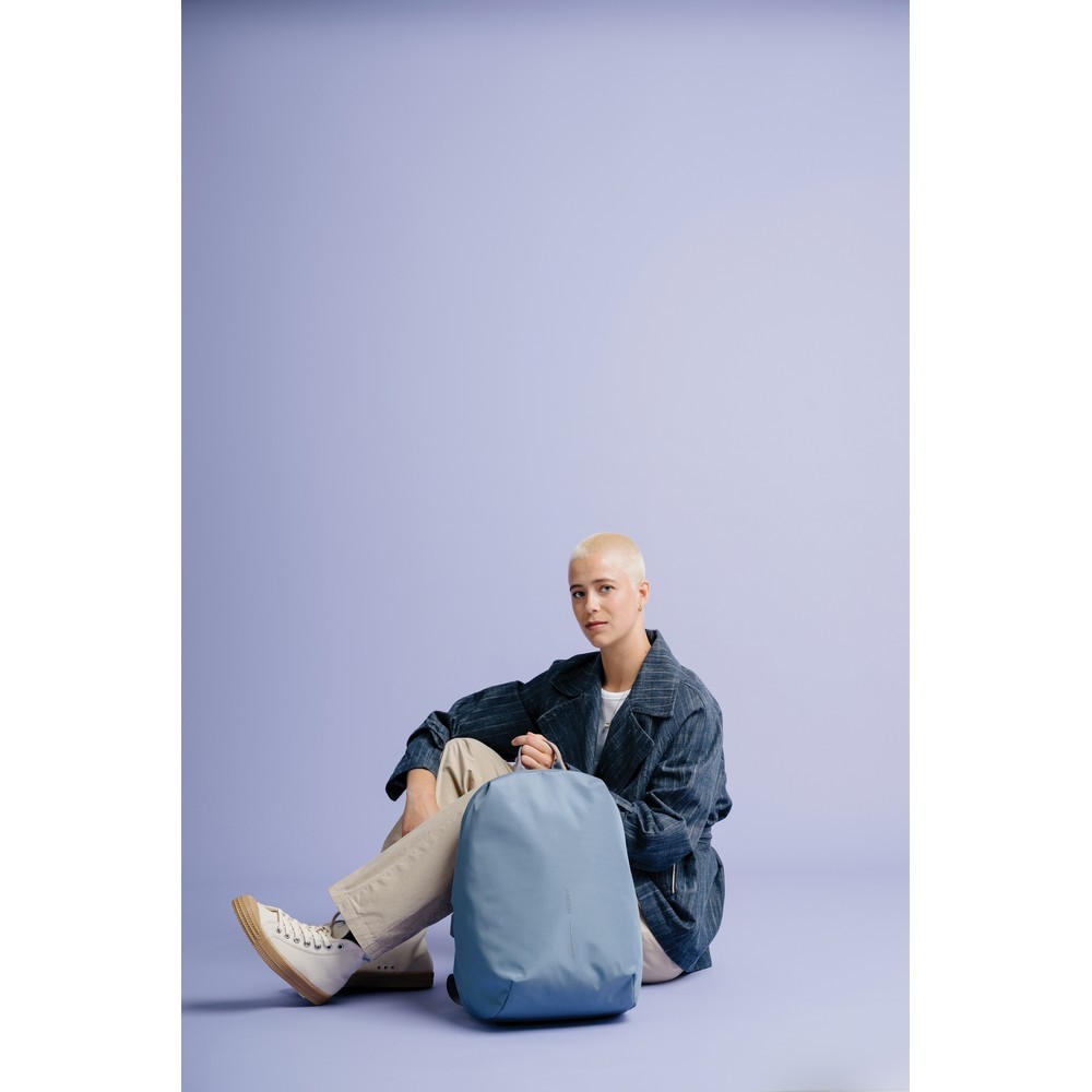 Bobby Soft plecak chroniący przed kieszonkowcami z nadrukiem Twojego logo, materiał: poliester, rpet, kolor: blue, grey Bobby Soft plecak chroniący przed kieszonkowcami z nadrukiem Twojego logo, materiał: poliester, rpet, kolor: blue, grey