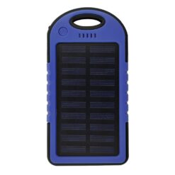 Wodoodporny power bank 4000 mAh, ładowarka słoneczna z nadrukiem Twojego logo, materiał: plastik, silikon, kolor: niebieski