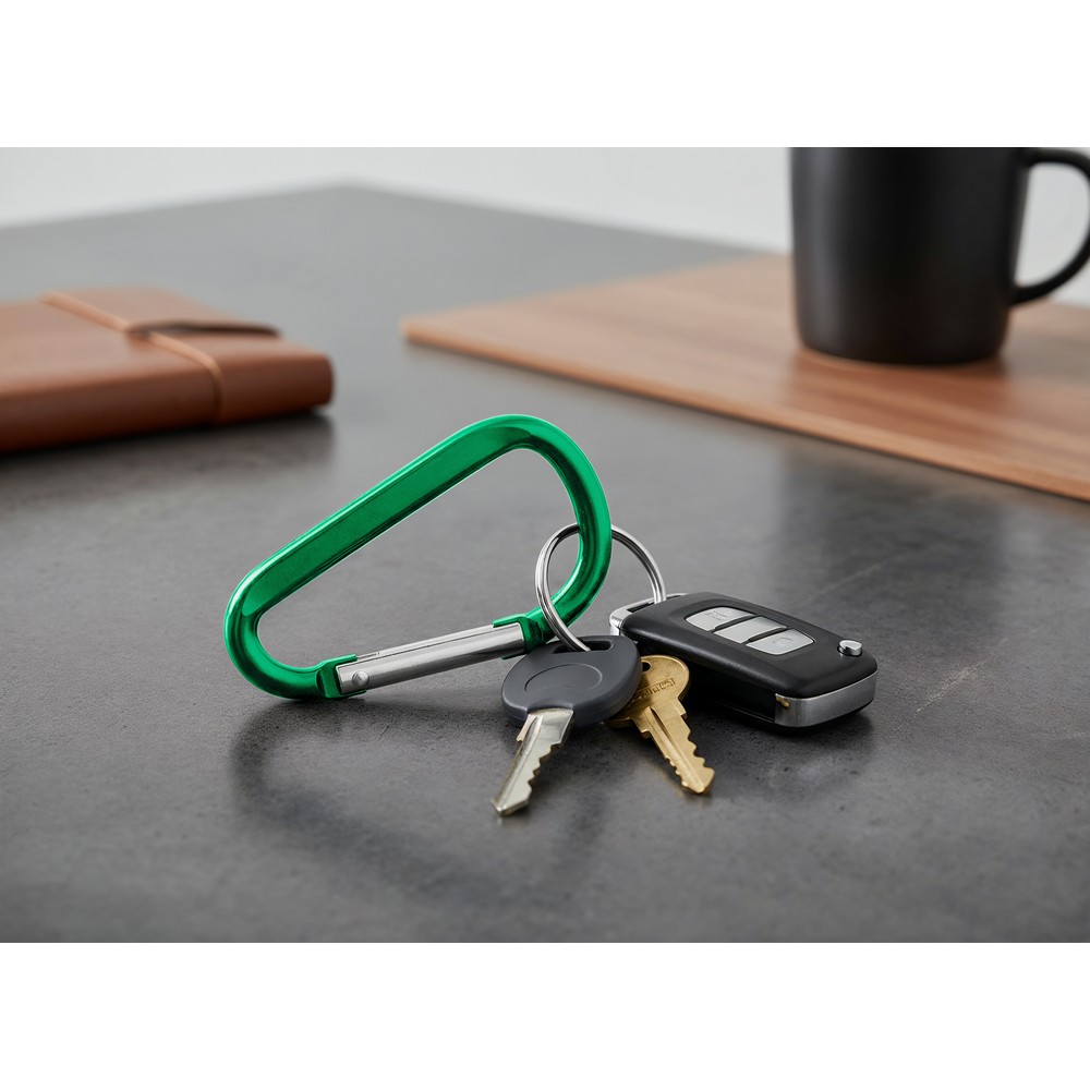 Brelok do kluczy, karabińczyk | Ebele z nadrukiem Twojego logo, materiał: aluminium, kolor: zielony Brelok do kluczy, karabińczyk | Ebele z nadrukiem Twojego logo, materiał: aluminium, kolor: zielony