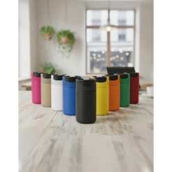 Kubek termiczny 400 ml Air Gifts | Raylee z nadrukiem Twojego logo, materiał: plastik, stal nierdzewna, stal, kolor: czerwony