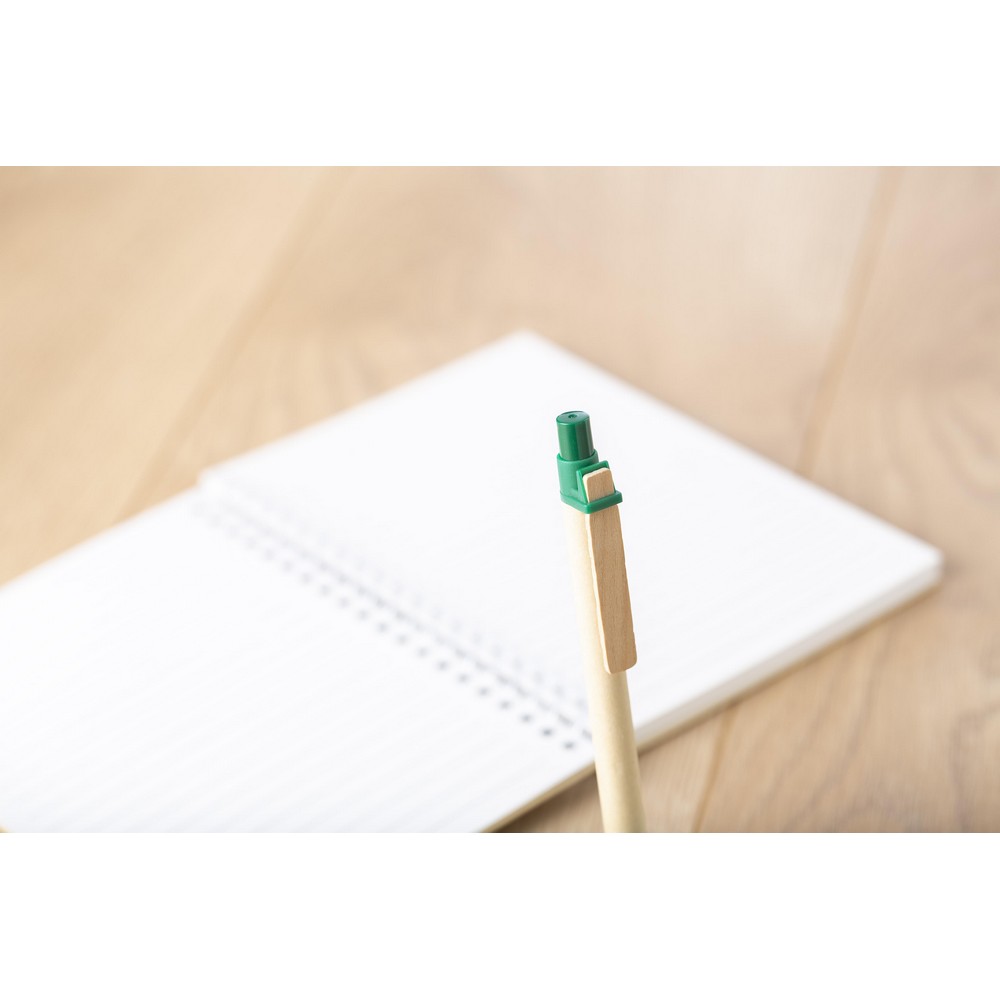 Długopis z kartonu z nadrukiem Twojego logo, materiał: plastik, karton, drewno, kolor: zielony Długopis z kartonu z nadrukiem Twojego logo, materiał: plastik, karton, drewno, kolor: zielony