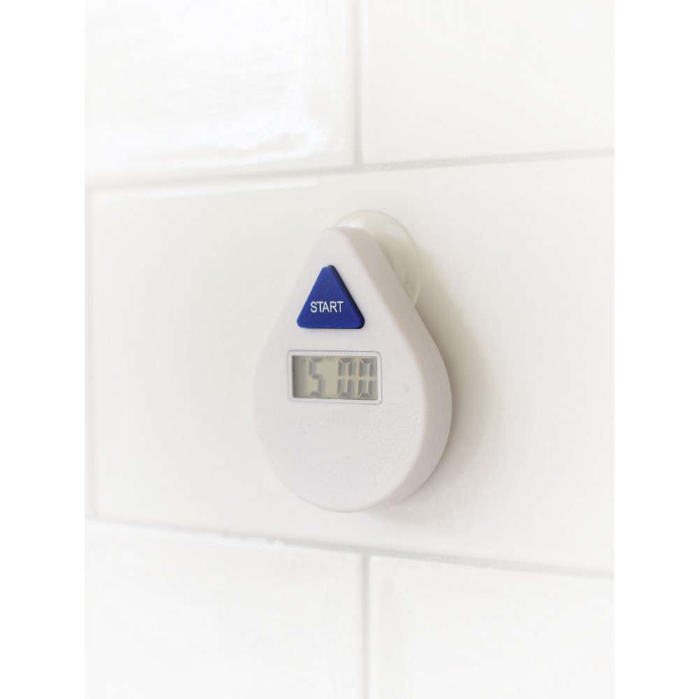 Cyfrowy minutnik pod prysznic z nadrukiem Twojego logo, materiał: metal, plastik, kolor: biały Cyfrowy minutnik pod prysznic z nadrukiem Twojego logo, materiał: metal, plastik, kolor: biały