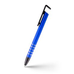 Długopis, touch pen, stojak na telefon | Erran z nadrukiem Twojego logo, materiał: plastik, aluminium, kolor: granatowy