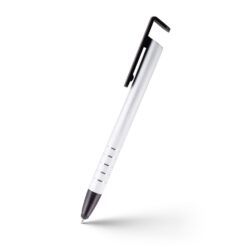 Długopis, touch pen, stojak na telefon | Erran z nadrukiem Twojego logo, materiał: plastik, aluminium, kolor: srebrny