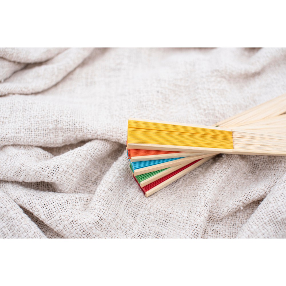 Wachlarz z bambusa z nadrukiem Twojego logo, materiał: bambus, papier, pp, kolor: żółty Wachlarz z bambusa z nadrukiem Twojego logo, materiał: bambus, papier, pp, kolor: żółty