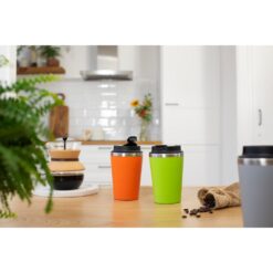 Kubek podróżny 350 ml z nadrukiem Twojego logo, materiał: pp, eva, stal nierdzewna, silikon, stal, kolor: pomarańczowy