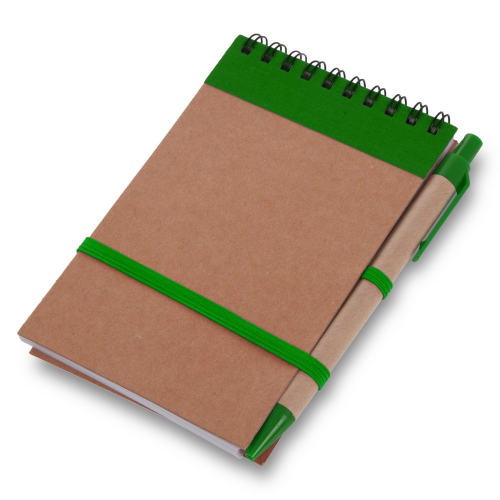 Notatnik ok. A6 z długopisem | Chapman z nadrukiem Twojego logo, materiał: guma, karton, papier, bawełna, kolor: zielony Notatnik ok. A6 z długopisem | Chapman z nadrukiem Twojego logo, materiał: guma, karton, papier, bawełna, kolor: zielony