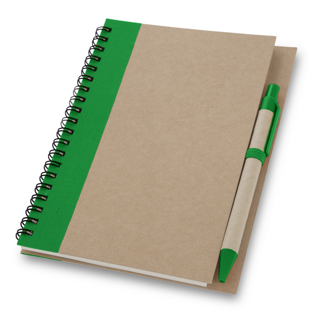 Notatnik ok. A5 z długopisem | Salvatore z nadrukiem Twojego logo, materiał: metal, karton, papier, kolor: zielony Notatnik ok. A5 z długopisem | Salvatore z nadrukiem Twojego logo, materiał: metal, karton, papier, kolor: zielony