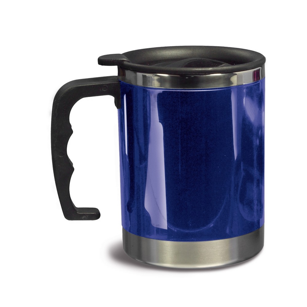 Kubek termiczny 400 ml z nadrukiem Twojego logo, materiał: plastik, stal nierdzewna, stal, as, kolor: granatowy Kubek termiczny 400 ml z nadrukiem Twojego logo, materiał: plastik, stal nierdzewna, stal, as, kolor: granatowy