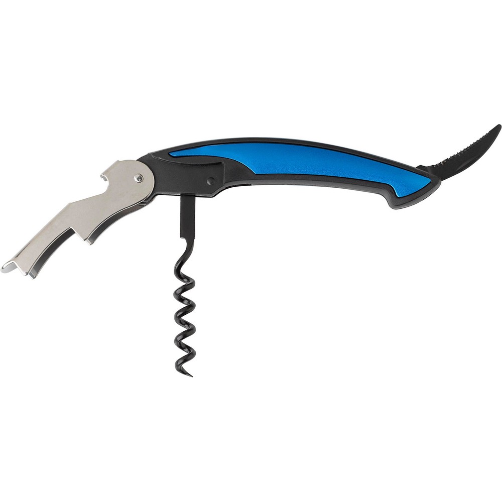 Nóż kelnerski z nadrukiem Twojego logo, materiał: plastik, aluminium, stal nierdzewna, stal, kolor: niebieski Nóż kelnerski z nadrukiem Twojego logo, materiał: plastik, aluminium, stal nierdzewna, stal, kolor: niebieski