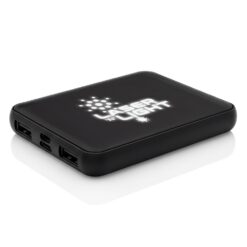 Power bank 5000 mAh RPET | Suzanne z nadrukiem Twojego logo, materiał: rpet, kolor: czarny