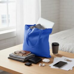 Torba z bawełny z recyklingu i poliestru z recyklingu na zakupy B'RIGHT | Porter z nadrukiem Twojego logo, materiał: poliester, bawełna, kolor: granatowy