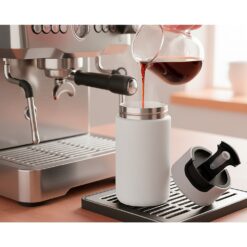 Kubek termiczny 400 ml Air Gifts z ceramiką | Nabila z nadrukiem Twojego logo, materiał: plastik, stal nierdzewna, stal, ceramika, kolor: biały