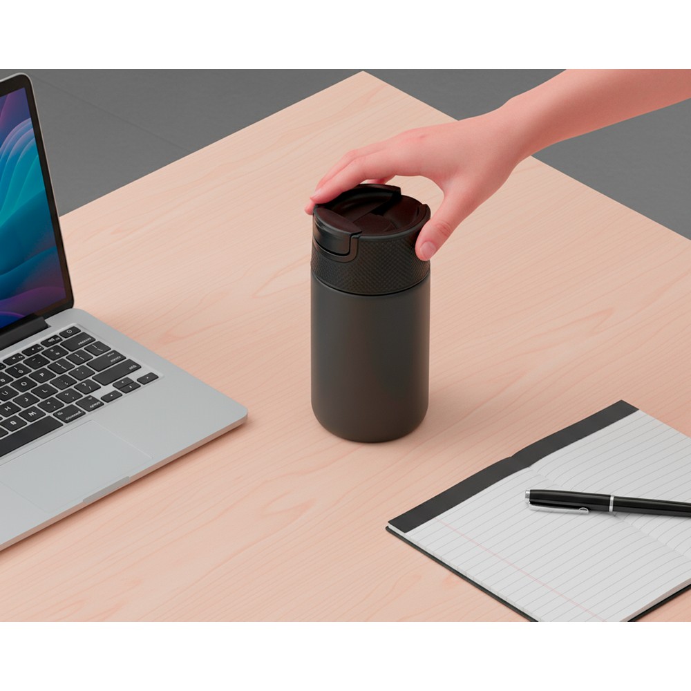 Kubek termiczny 400 ml Air Gifts z ceramiką | Nabila z nadrukiem Twojego logo, materiał: plastik, stal nierdzewna, stal, ceramika, kolor: czarny Kubek termiczny 400 ml Air Gifts z ceramiką | Nabila z nadrukiem Twojego logo, materiał: plastik, stal nierdzewna, stal, ceramika, kolor: czarny