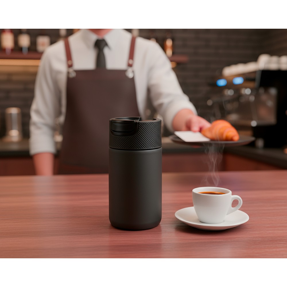 Kubek termiczny 400 ml Air Gifts z ceramiką | Nabila z nadrukiem Twojego logo, materiał: plastik, stal nierdzewna, stal, ceramika, kolor: czarny Kubek termiczny 400 ml Air Gifts z ceramiką | Nabila z nadrukiem Twojego logo, materiał: plastik, stal nierdzewna, stal, ceramika, kolor: czarny