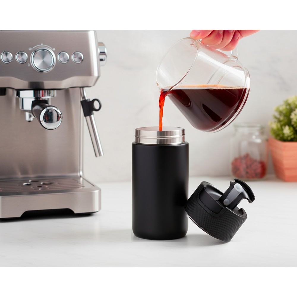 Kubek termiczny 400 ml Air Gifts z ceramiką | Nabila z nadrukiem Twojego logo, materiał: plastik, stal nierdzewna, stal, ceramika, kolor: czarny Kubek termiczny 400 ml Air Gifts z ceramiką | Nabila z nadrukiem Twojego logo, materiał: plastik, stal nierdzewna, stal, ceramika, kolor: czarny