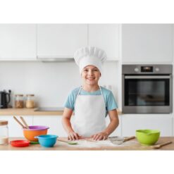 Zestaw małego kucharza, fartuch kuchenny i czapka kucharska, rozmiar dziecięcy | Nedina z nadrukiem Twojego logo, materiał: non-woven, kolor: biały