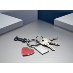 Brelok do kluczy "I love ..." z metalową plakietką | Lydus z nadrukiem Twojego logo, materiał: metal, kolor: srebrny