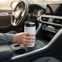 Kubek termiczny 400 ml Air Gifts | Niram z nadrukiem Twojego logo, materiał: plastik, stal nierdzewna, stal, ceramika, kolor: czarny