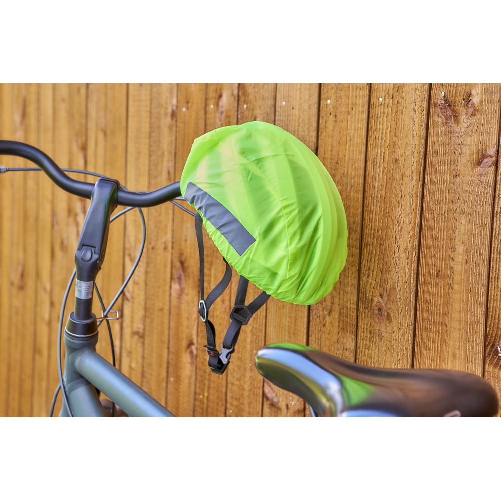 Osłona na kask rowerowy z nadrukiem Twojego logo, materiał: metal, plastik, poliester, kolor: żółty Osłona na kask rowerowy z nadrukiem Twojego logo, materiał: metal, plastik, poliester, kolor: żółty