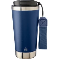 Kubek termiczny 500 ml z nadrukiem Twojego logo, materiał: pu, pp, poliester, stal nierdzewna, silikon, stal, kolor: niebieski