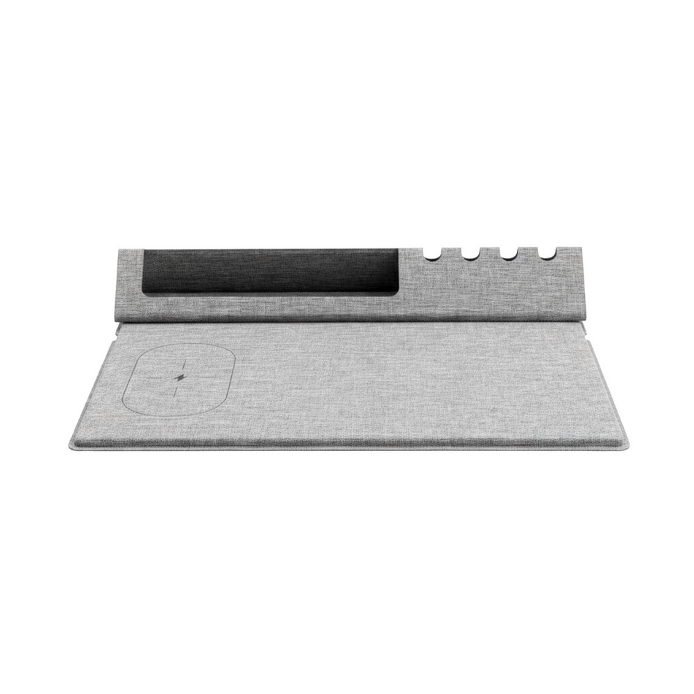 Ładowarka bezprzewodowa BrandCharger Evopad Charge z nadrukiem Twojego logo, materiał: karton, poliester, rpet, kolor: szary Ładowarka bezprzewodowa BrandCharger Evopad Charge z nadrukiem Twojego logo, materiał: karton, poliester, rpet, kolor: szary