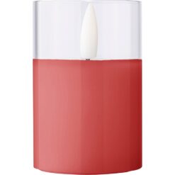 Świeca LED z nadrukiem Twojego logo, materiał: karton, pp, kolor: czerwony