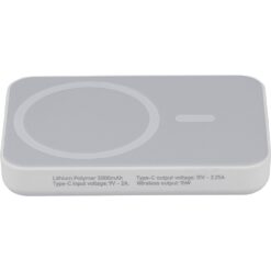 Bezprzewodowy Power Bank 5000 mAh z nadrukiem Twojego logo, kolor: biały