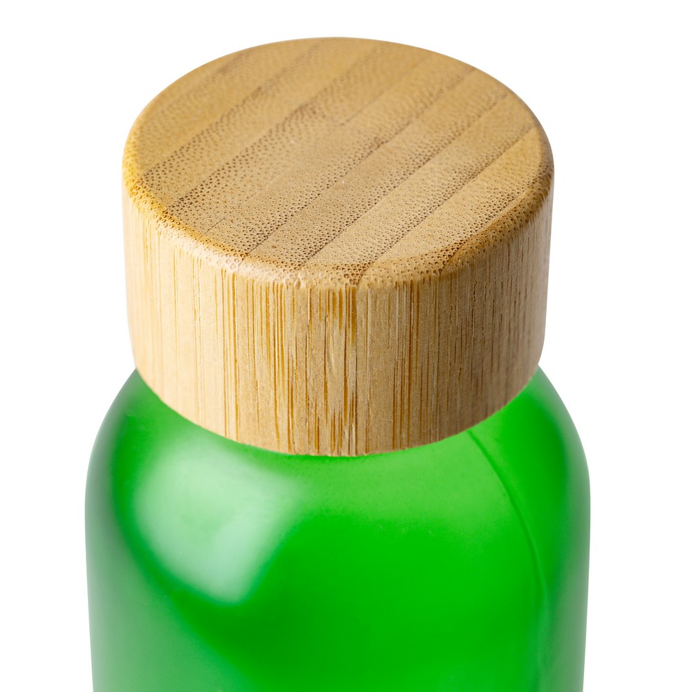 Szklana butelka 500 ml z nadrukiem Twojego logo, materiał: bambus, pp, szkło, kolor: zielony Szklana butelka 500 ml z nadrukiem Twojego logo, materiał: bambus, pp, szkło, kolor: zielony