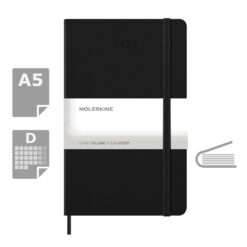 Kalendarz MOLESKINE z nadrukiem Twojego logo, materiał: papier, pp, kolor: czarny