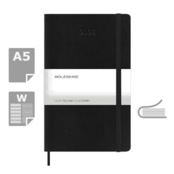 Kalendarz MOLESKINE z nadrukiem Twojego logo, materiał: pu, papier, kolor: czarny