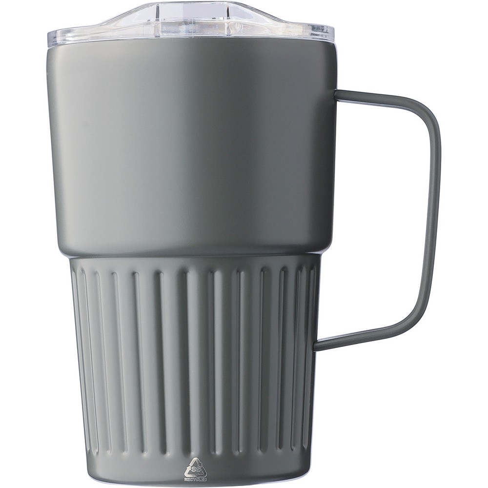 Kubek termiczny 450 ml z nadrukiem Twojego logo, materiał: pp, stal nierdzewna, silikon, stal, kolor: grafitowy Kubek termiczny 450 ml z nadrukiem Twojego logo, materiał: pp, stal nierdzewna, silikon, stal, kolor: grafitowy
