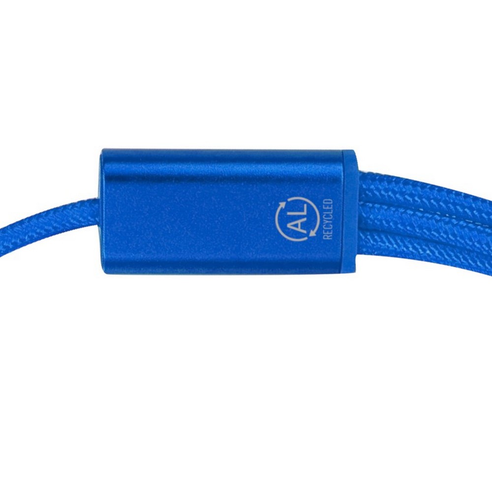 Kabel do ładowania z aluminium z recyklingu z nadrukiem Twojego logo, materiał: aluminium, kolor: niebieski Kabel do ładowania z aluminium z recyklingu z nadrukiem Twojego logo, materiał: aluminium, kolor: niebieski
