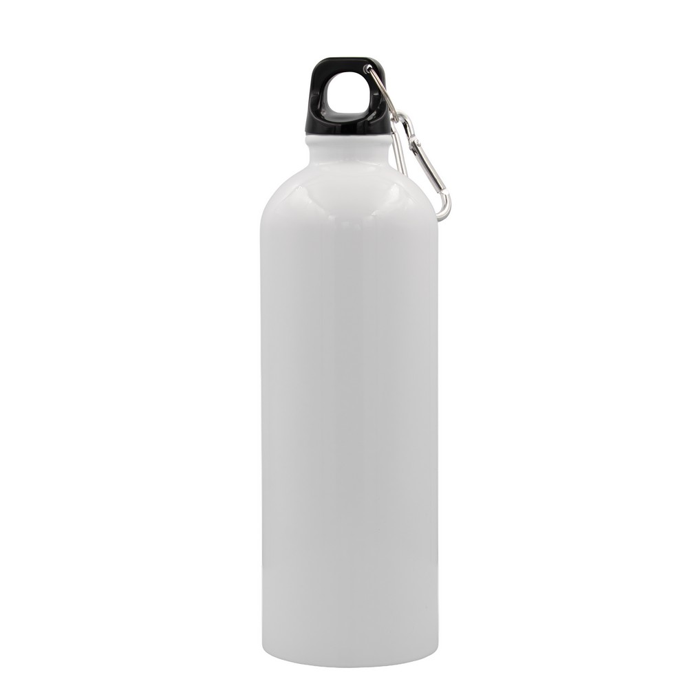 Butelka sportowa 770 ml z karabińczykiem | Laveriano z nadrukiem Twojego logo, materiał: plastik, stal nierdzewna, stal, kolor: biały Butelka sportowa 770 ml z karabińczykiem | Laveriano z nadrukiem Twojego logo, materiał: plastik, stal nierdzewna, stal, kolor: biały