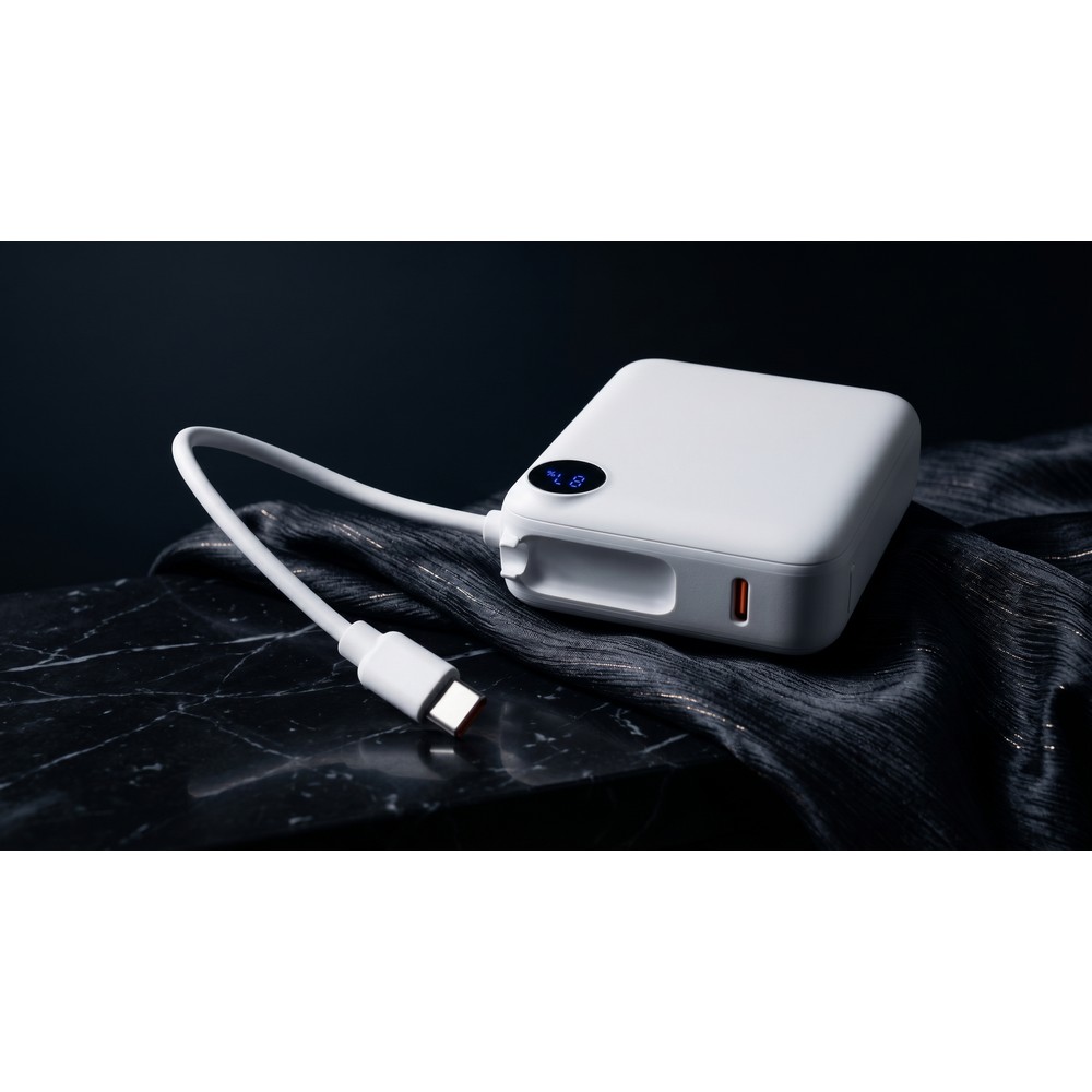 Power bank 10000 mAh | Alula z nadrukiem Twojego logo, materiał: plastik, kolor: biały Power bank 10000 mAh | Alula z nadrukiem Twojego logo, materiał: plastik, kolor: biały