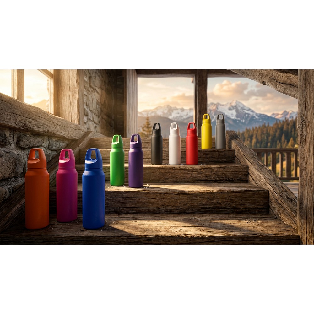 Butelka termiczna 530 ml Air Gifts | Almaide z nadrukiem Twojego logo, materiał: plastik, stal nierdzewna, stal, kolor: biały Butelka termiczna 530 ml Air Gifts | Almaide z nadrukiem Twojego logo, materiał: plastik, stal nierdzewna, stal, kolor: biały