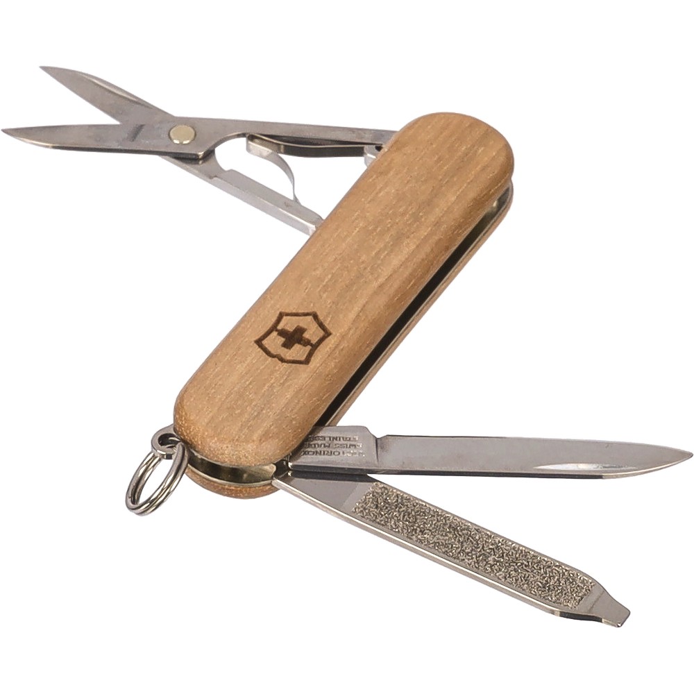 Nóż wielofunkcyjny Victorinox Classic SD Wood z nadrukiem Twojego logo, materiał: stal nierdzewna, stal, kolor: brązowy Nóż wielofunkcyjny Victorinox Classic SD Wood z nadrukiem Twojego logo, materiał: stal nierdzewna, stal, kolor: brązowy
