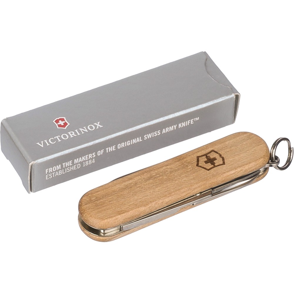 Nóż wielofunkcyjny Victorinox Classic SD Wood z nadrukiem Twojego logo, materiał: stal nierdzewna, stal, kolor: brązowy Nóż wielofunkcyjny Victorinox Classic SD Wood z nadrukiem Twojego logo, materiał: stal nierdzewna, stal, kolor: brązowy