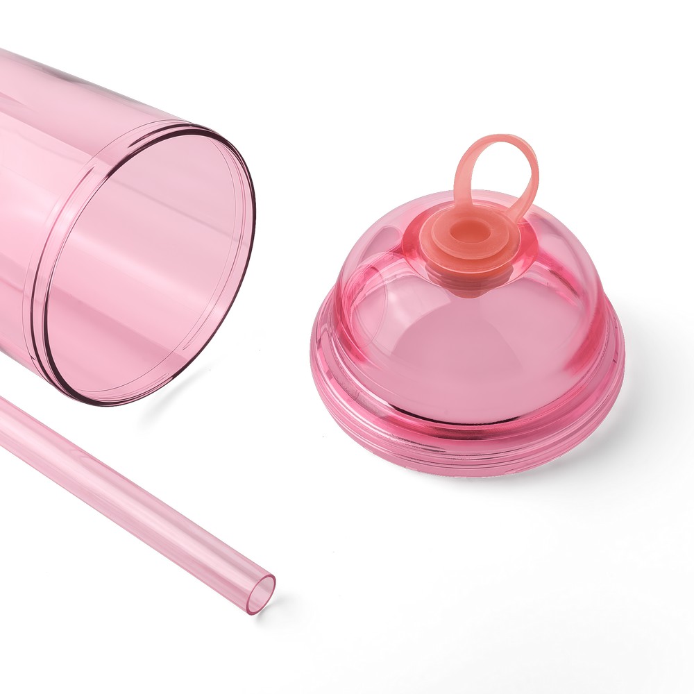Kubek podróżny 500 ml z nadrukiem Twojego logo, materiał: silikon, rpet, as, kolor: różowy Kubek podróżny 500 ml z nadrukiem Twojego logo, materiał: silikon, rpet, as, kolor: różowy