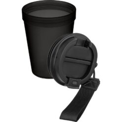 Kubek podróżny 350 ml z nadrukiem Twojego logo, materiał: metal, plastik, pp, silikon, kolor: czarny