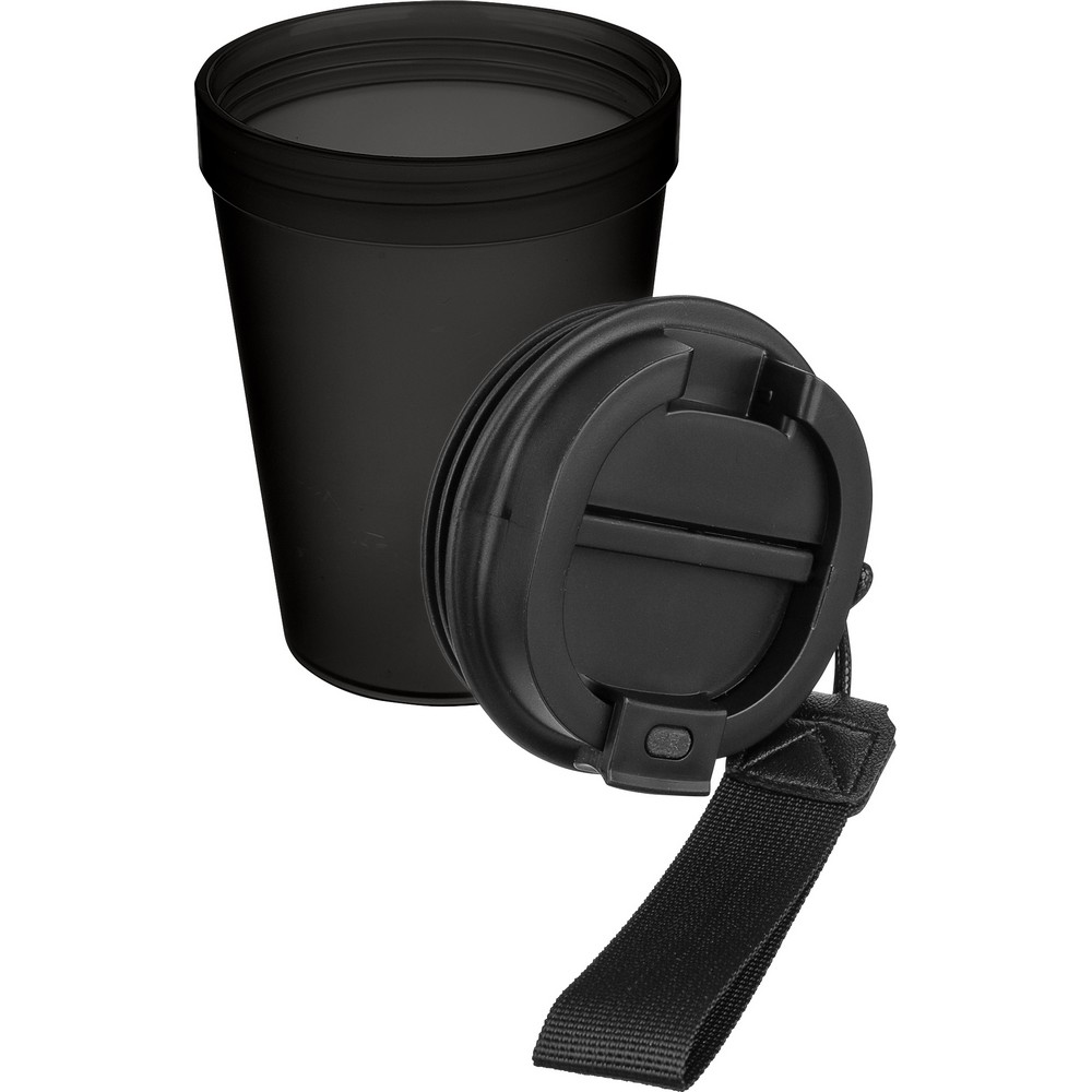 Kubek podróżny 350 ml z nadrukiem Twojego logo, materiał: metal, plastik, pp, silikon, kolor: czarny Kubek podróżny 350 ml z nadrukiem Twojego logo, materiał: metal, plastik, pp, silikon, kolor: czarny